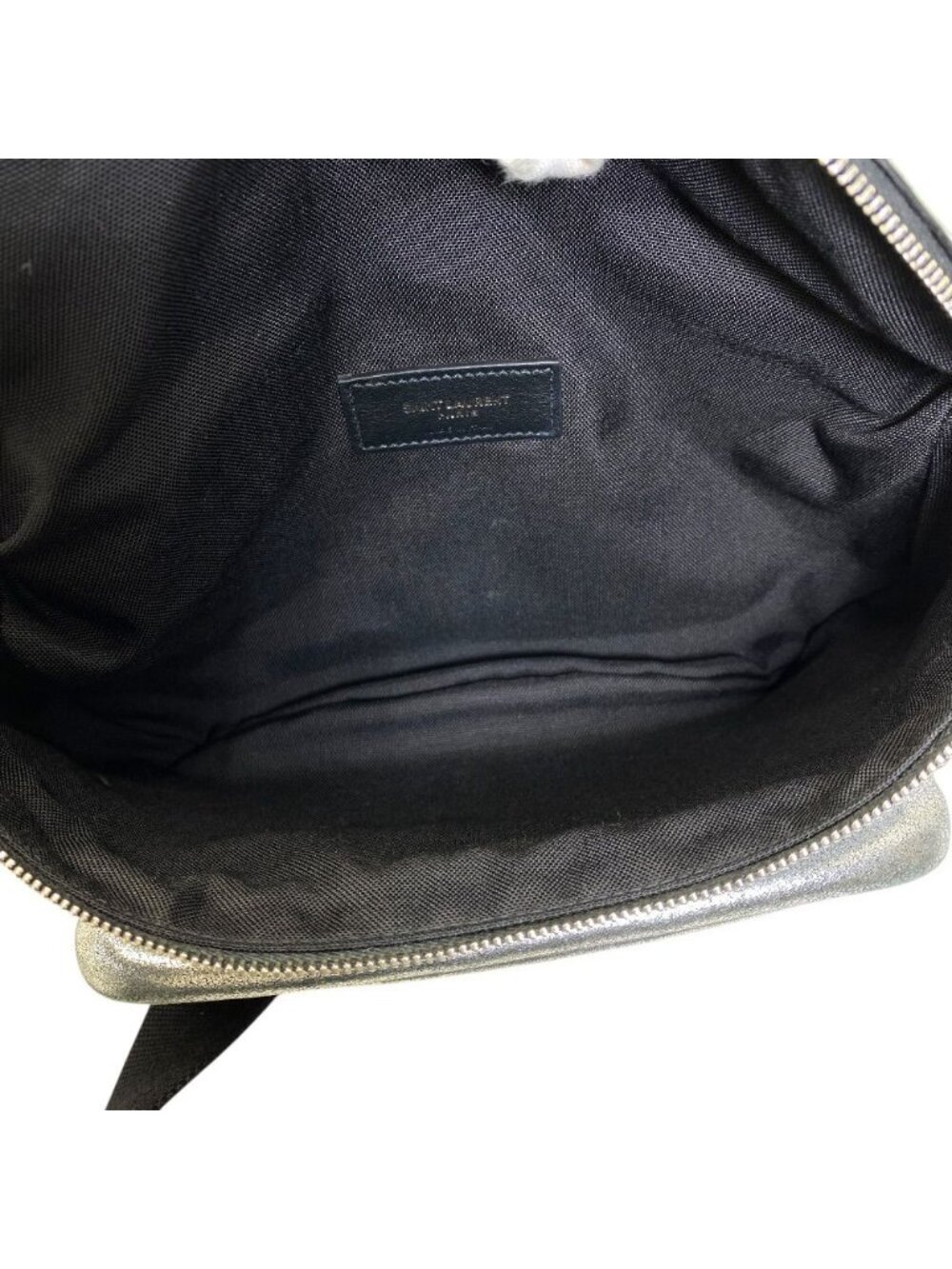 Saint Laurent Belt Bag Logo Leather Metallic Silver Paris Sophistication Luxury - Picture 8 of 10